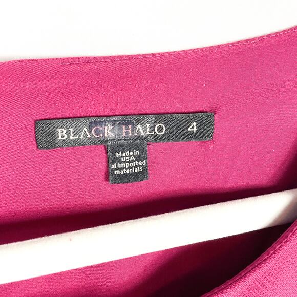 Black Halo Rowan Sheath‎ Dress Pink Pleated Boat Neck 3/4 Sleeve Sz 4 - Picture 9 of 13
